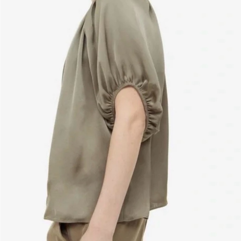 H&M light silk like olive green blouse